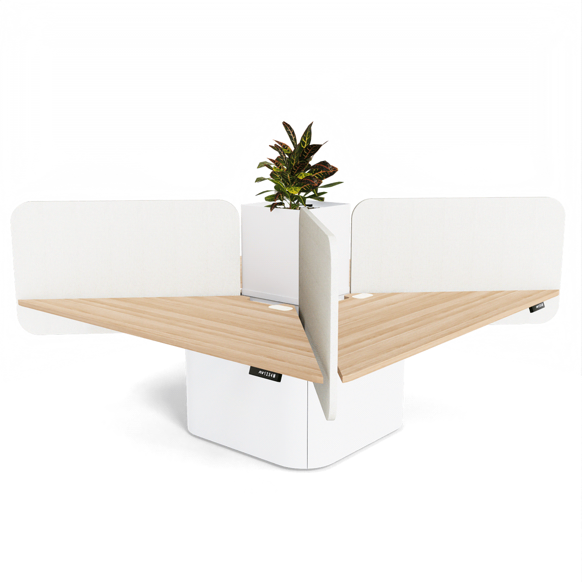 Bemben Cruciform Drum Base Sit Stand Desk With Planter Box GIF