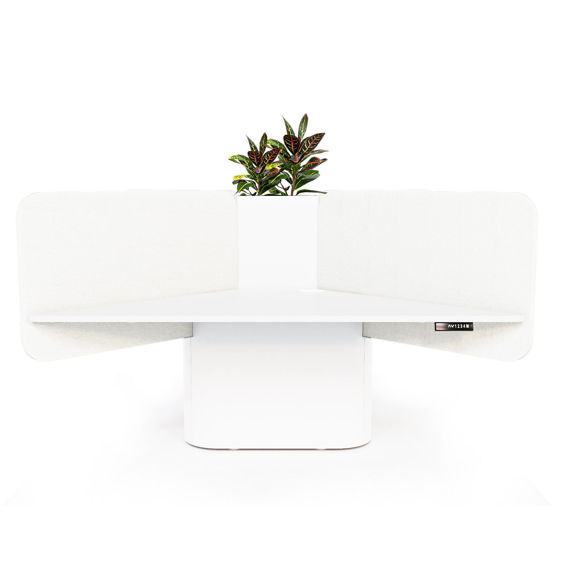 Bemben Cruciform Drum Base Sit Stand Desk With Planter Box FRONT WHITE